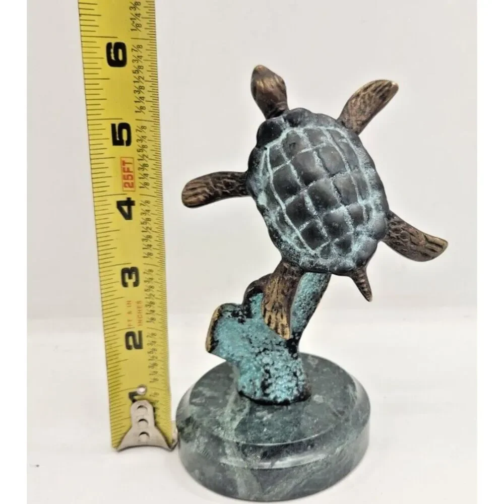 SPI‎ San Pacific International Sea Turtle Bronze Marble Base Figurine 5.75